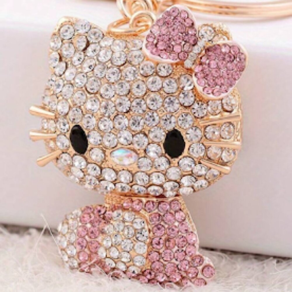 Diamond Studded Hello Kitty Keychain~ Pink (H17)